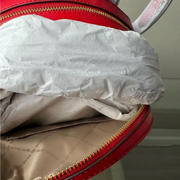 MICHAEL KORS JAYCEE MEDIUM ZIP POCKET LEATHER BACKPACK BRIGHT RED - Picture 4 of 7